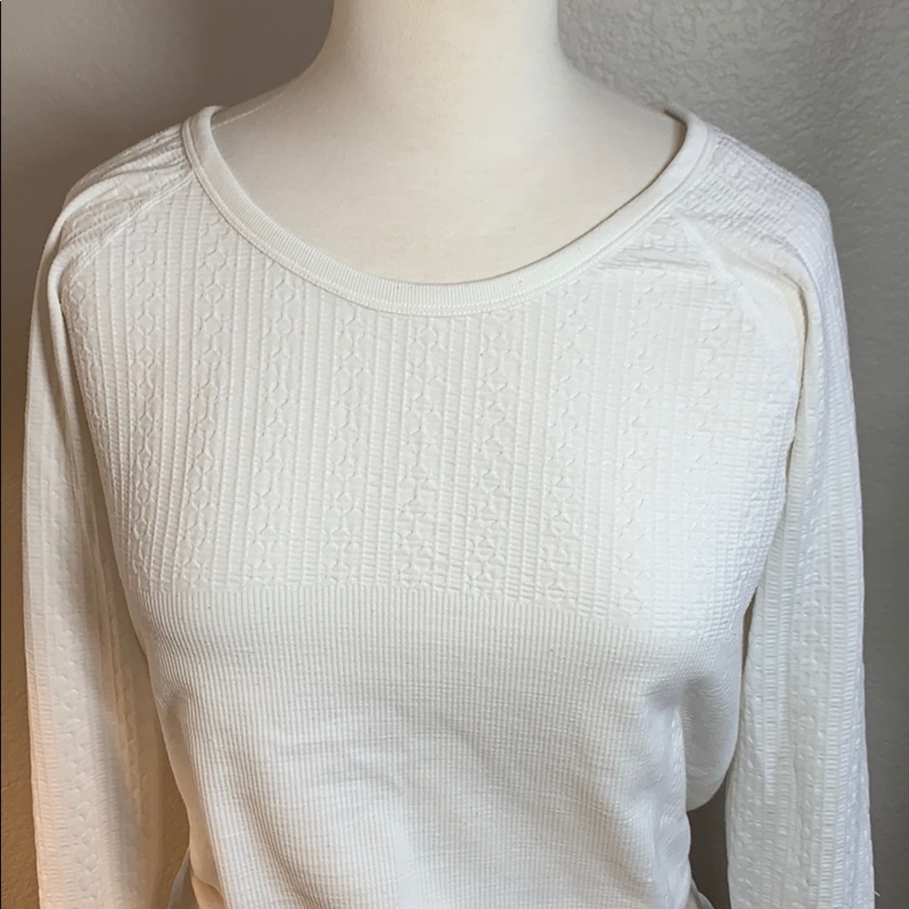 bright white athleta long sleeve top size LG - Picture 2 of 7
